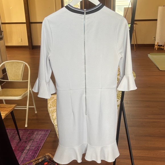 Rebecca Vallance Light Blue Dress with Black Trim and Ruffles - Picture 8 of 9